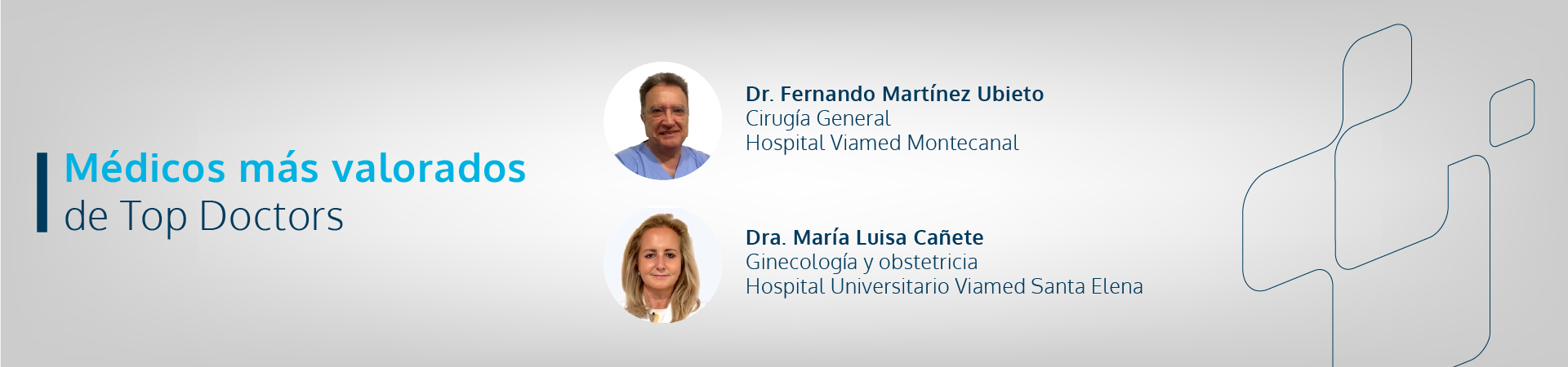 Dos profesionales Viamed en el Top Doctors 50, los especialistas más valorados por el colectivo médico.